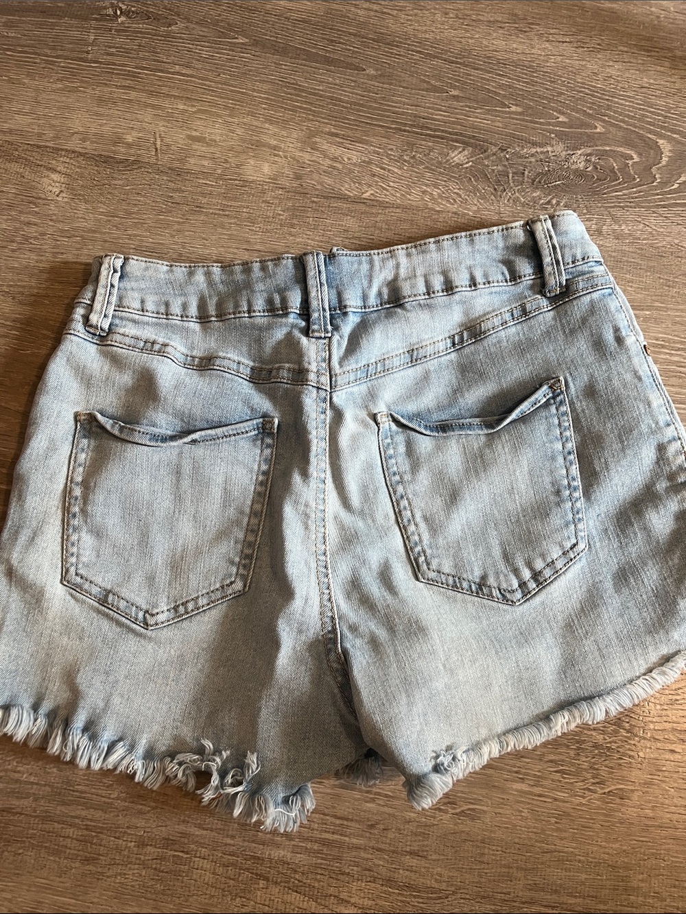 Rewash Light Blue Frayed Hem Denim Shorts - Picture 4 of 4